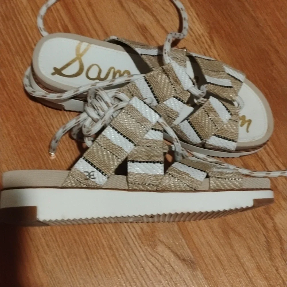 Sam Edelman Lace up Platform Striped Sandle Size 6.5